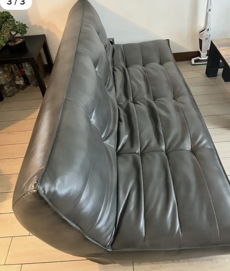 Sofá moderno de cuero gris - 5