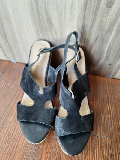 Sandalias Gacel  negras de gamuza con tacón - miniatura 1