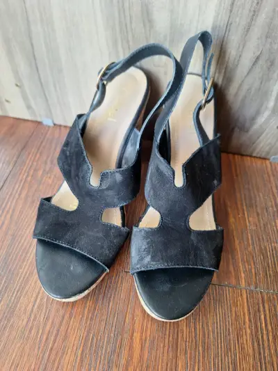 Sandalias Gacel  negras de gamuza con tacón - miniatura 5