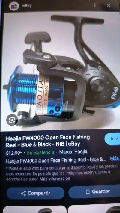 Carrete de pesca abierto Haojia FW4000 azul y negro - miniatura 1