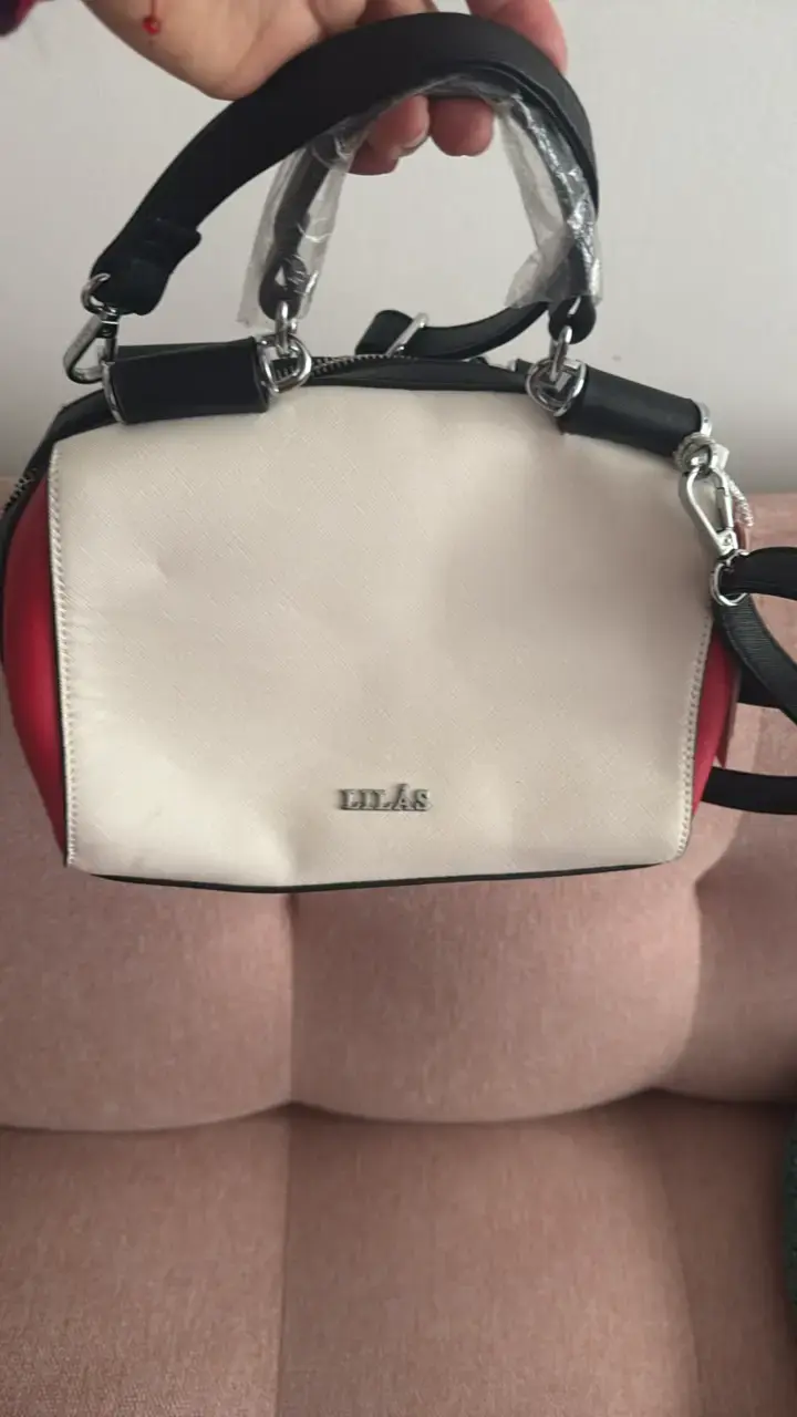 Bolso de mano con lunares negros - 2