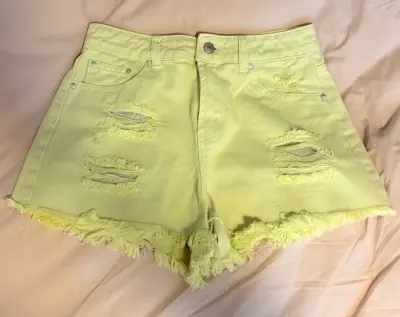 Shorts Foster amarillos de mezclilla desgastados - miniatura 1