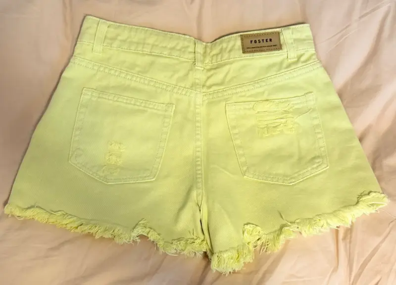 Shorts Foster amarillos de mezclilla desgastados - 2