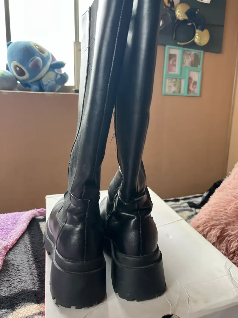 Botas negras de cuero con plataforma - 3