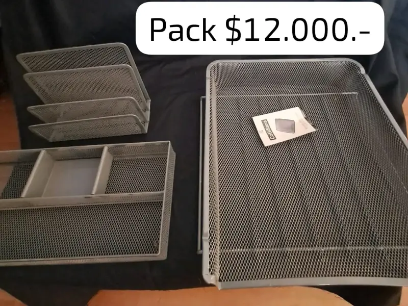 Organizador de escritorio metálico gris - 3