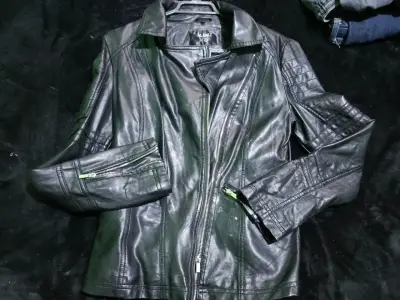 Chaqueta de cuero negra mujer - miniatura 1