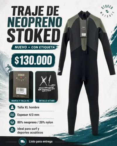 Traje de neopreno Stoked 4/3 mm nuevo - miniatura 1