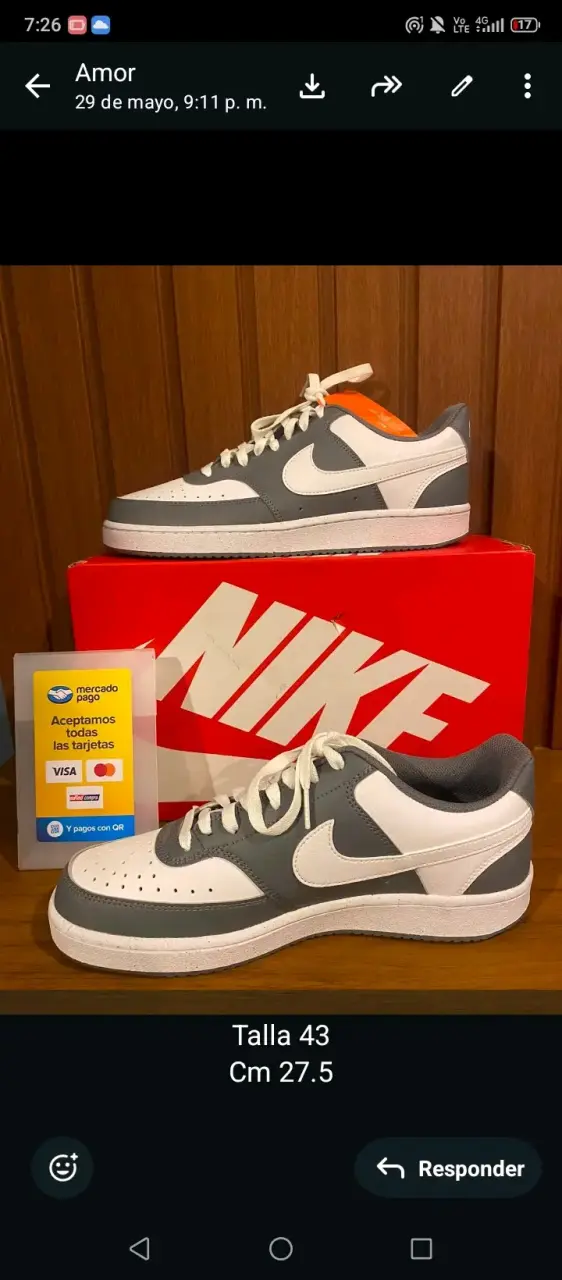 Zapatillas Nike grises y blancas talla 43
