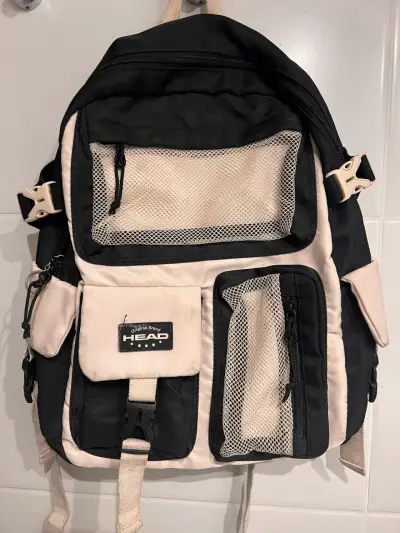 Mochila Head negra y beige con bolsillos - miniatura 1