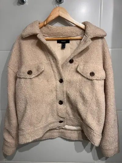 Chaqueta de lana sintética Forever 21 beige - miniatura 1