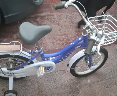Bicicleta infantil azul con ruedas de apoyo - miniatura 1