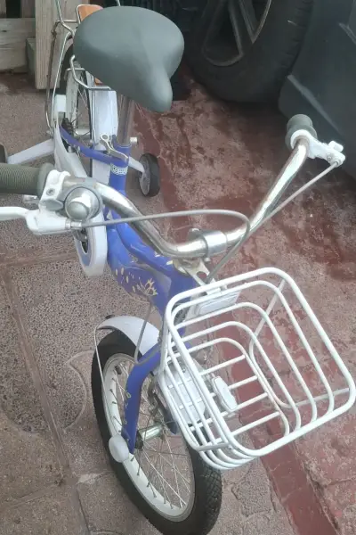 Bicicleta infantil azul con ruedas de apoyo - miniatura 2