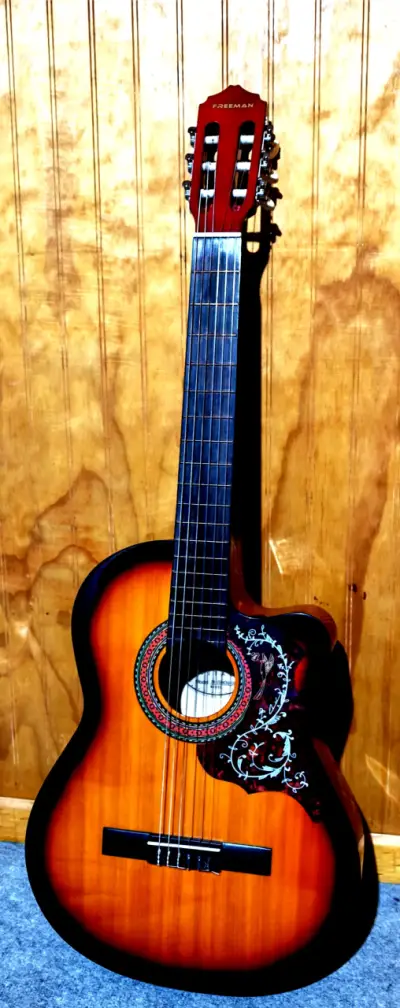 Guitarra clásica Freeman con diseño floral - miniatura 1