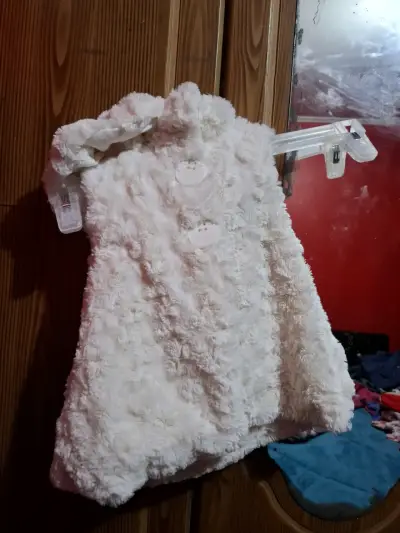 Abrigo de lana para bebé color lila - miniatura 2