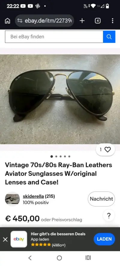 Gafas de sol Ray-Ban aviador vintage con estuche - miniatura 1