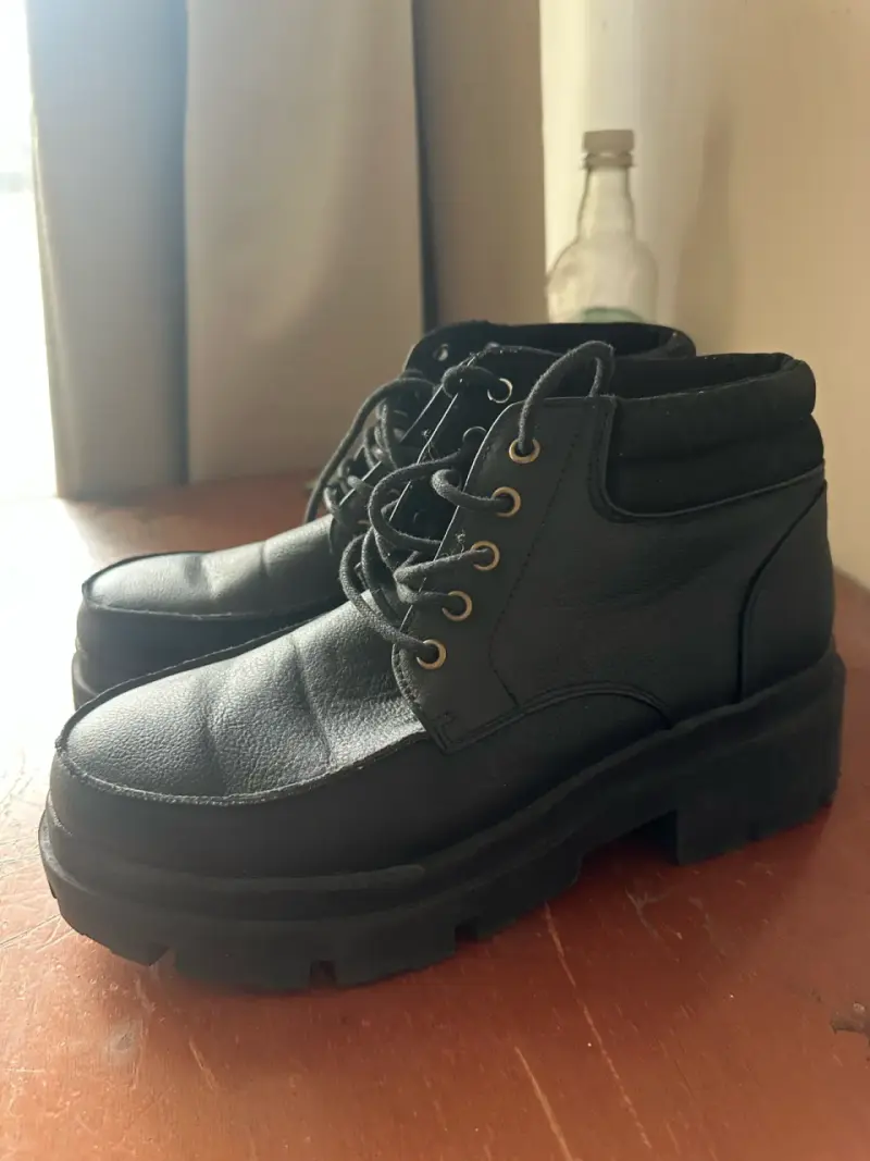 Botines negros de cuero con plataforma - 1