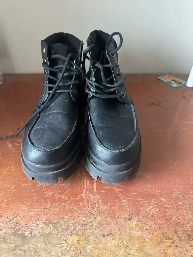 Botines negros de cuero con plataforma - 2