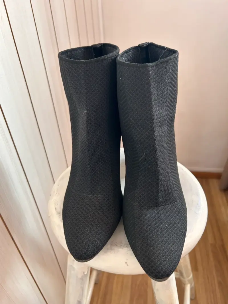 Botines negros de tela con tacón - 3