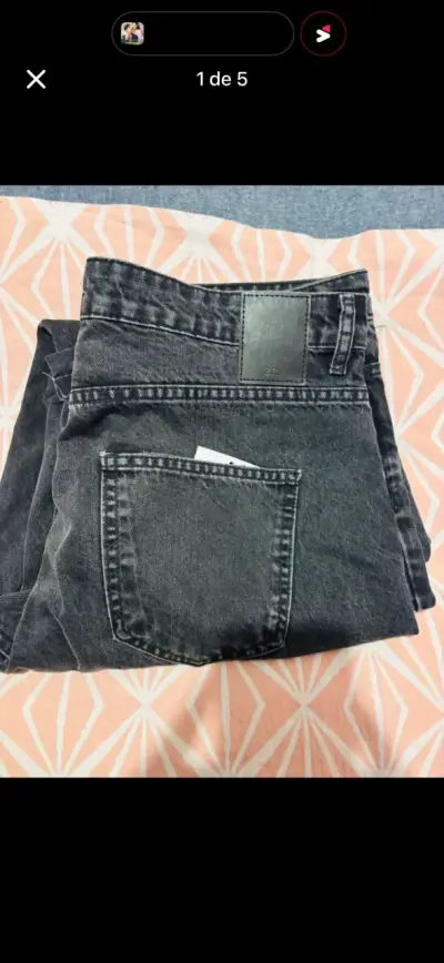 Jeans negros de mezclilla para hombre - miniatura 1
