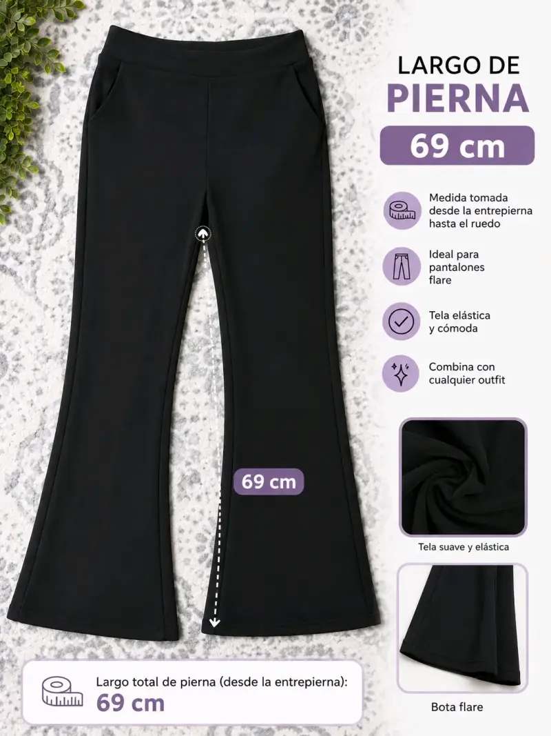 Pantalones flare negros elásticos y cómodos - 1