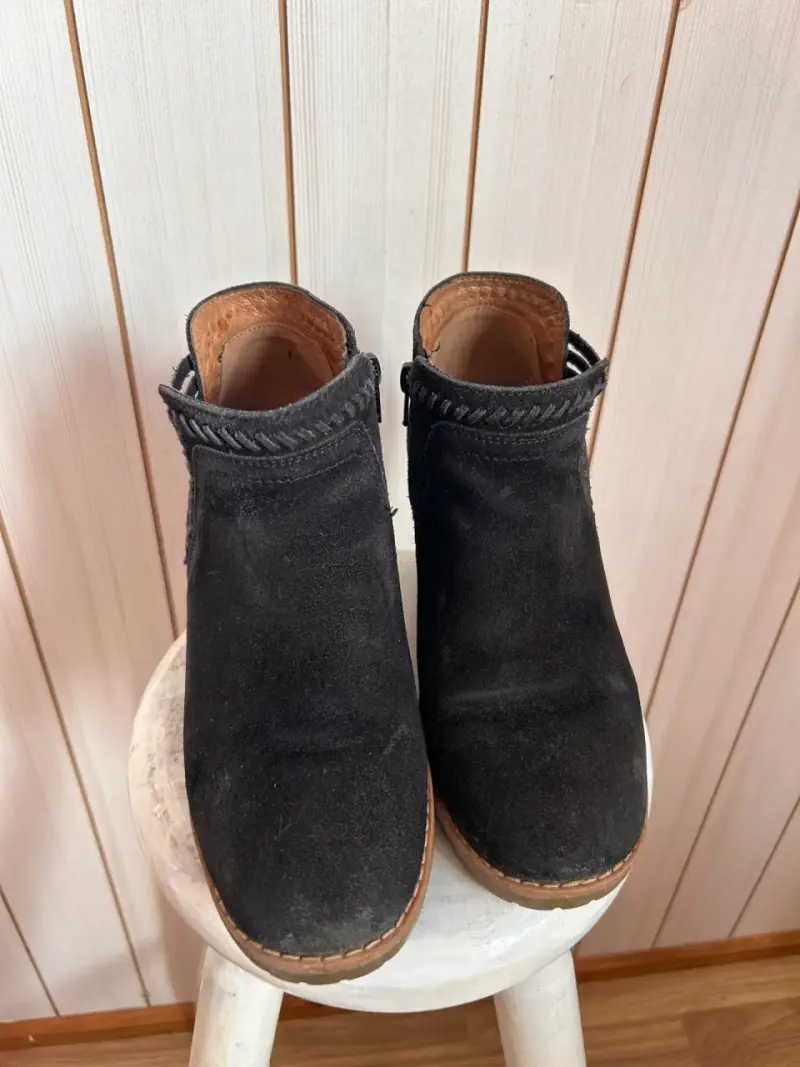 Botines de cuero negro para mujer - 1