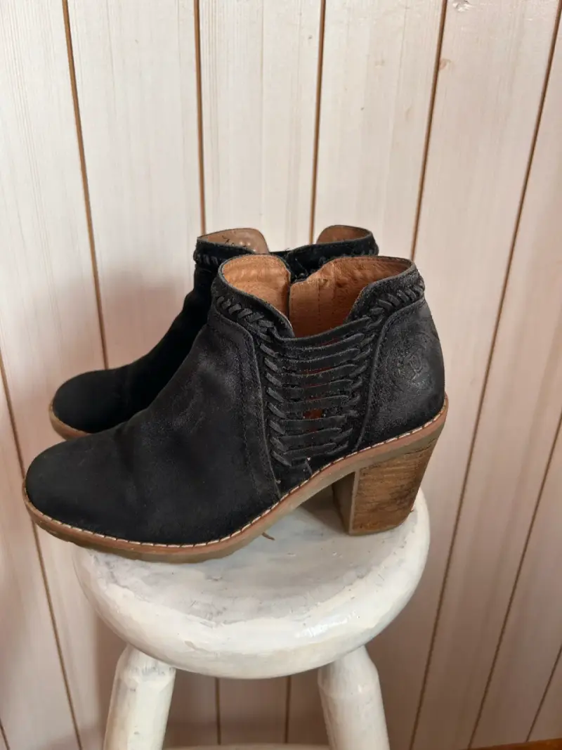 Botines de cuero negro para mujer - 2