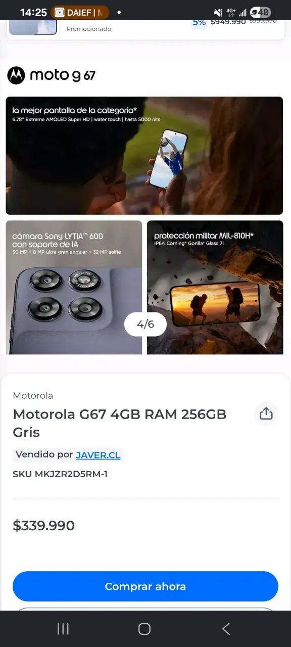 Smartphone Motorola Moto G67 nuevo - 5