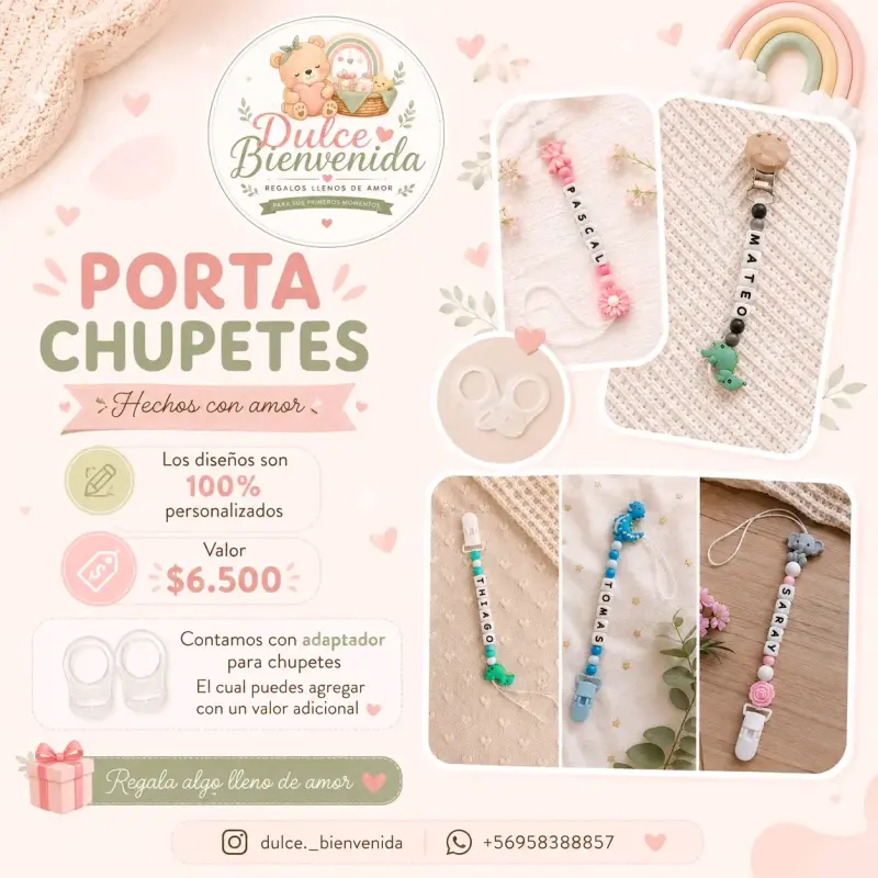 Portachupetes personalizados con nombre - 1