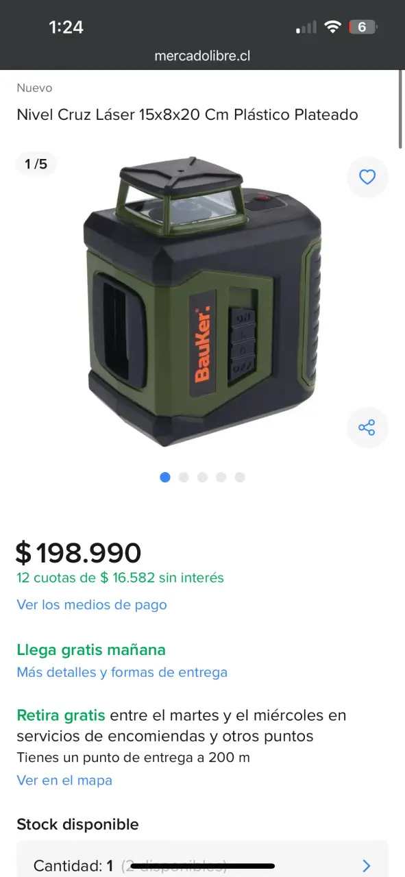 Nivel láser cruz Bauker (Autonivelante)