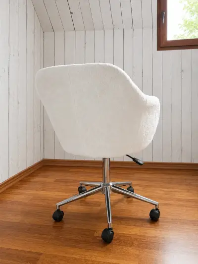 Silla de oficina blanca con ruedas - miniatura 2