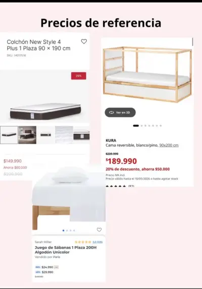 Cama Kura IKEA con colchón Rosen y sábanas - miniatura 2