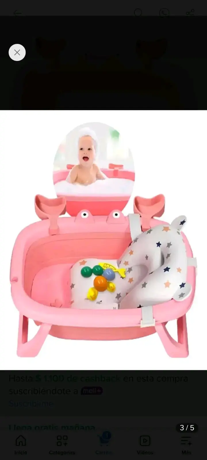 Tina de baño plegable para bebé de cangrejo - 1