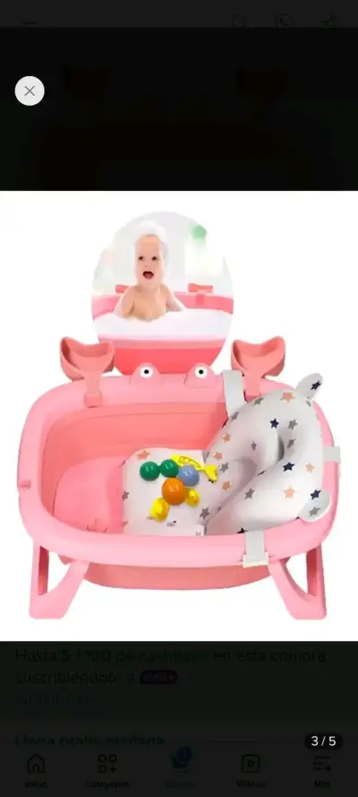Tina de baño plegable para bebé de cangrejo - miniatura 1