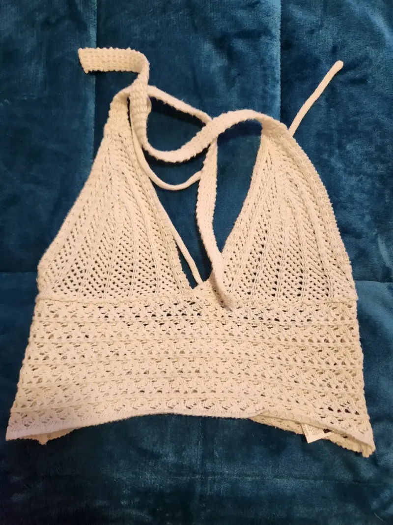 Top de crochet blanco para mujer
