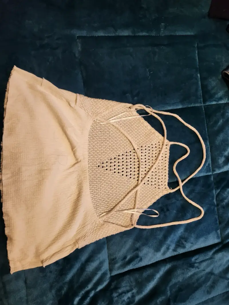 Top tejido blanco con tirantes - 2