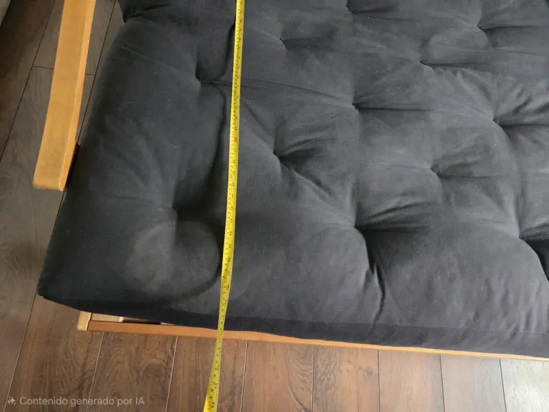 Sofá cama futón de madera y tela negra - 2