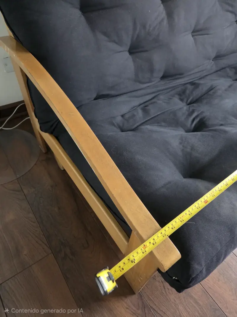 Sofá cama futón de madera y tela negra - 5