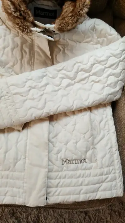 Chaqueta Marmot blanca con cuello de piel - miniatura 2