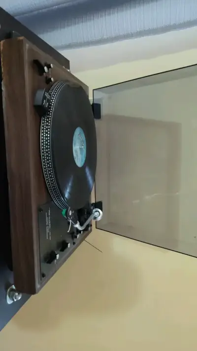 Tocadiscos vintage con cubierta de madera - miniatura 1
