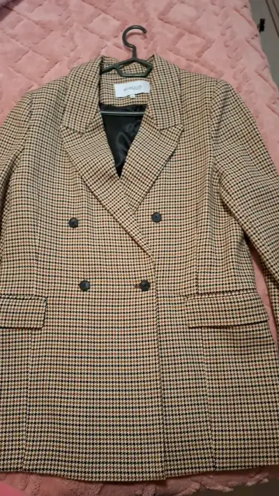 Blazer de lana a cuadros para mujer - miniatura 1