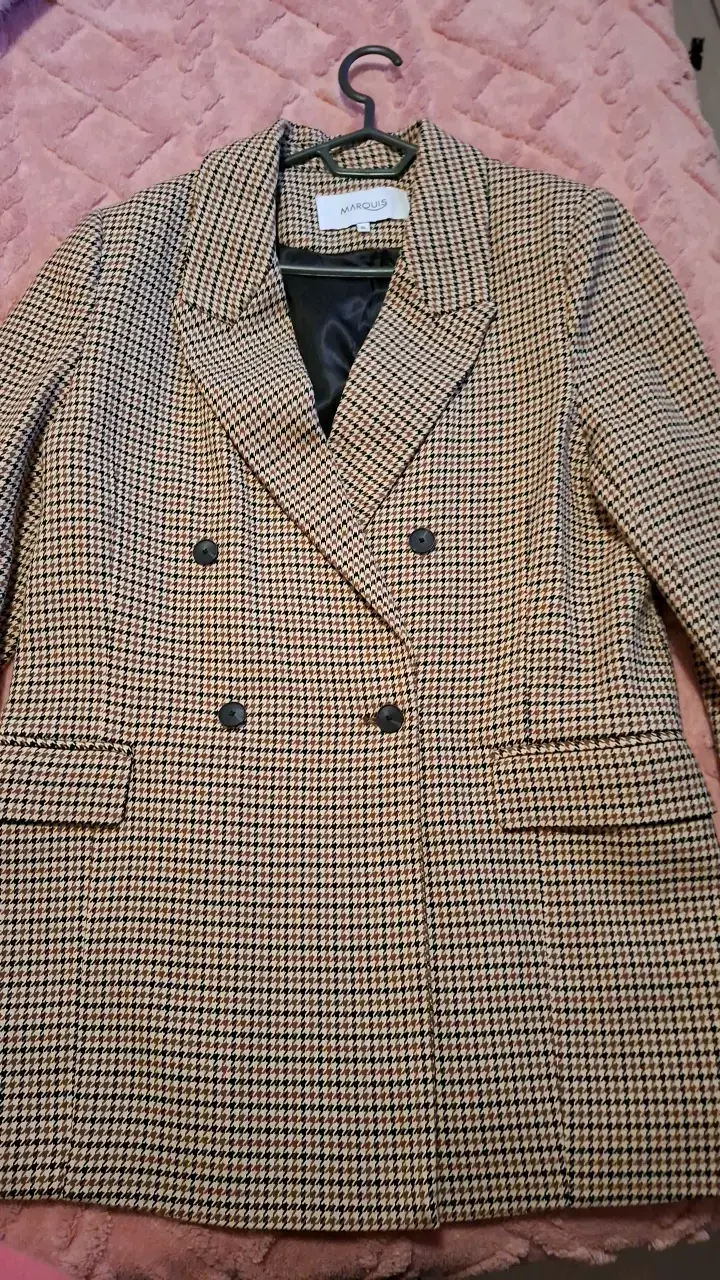 Blazer de lana a cuadros para mujer - 2