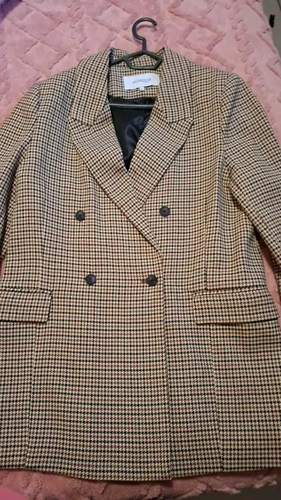 Blazer de lana a cuadros para mujer - miniatura 2