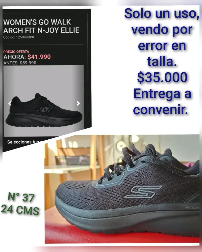 Zapatillas Skechers Go Walk Arch Fit negras talla 37 - 1