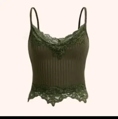 Top de encaje verde oliva para mujer - miniatura 1