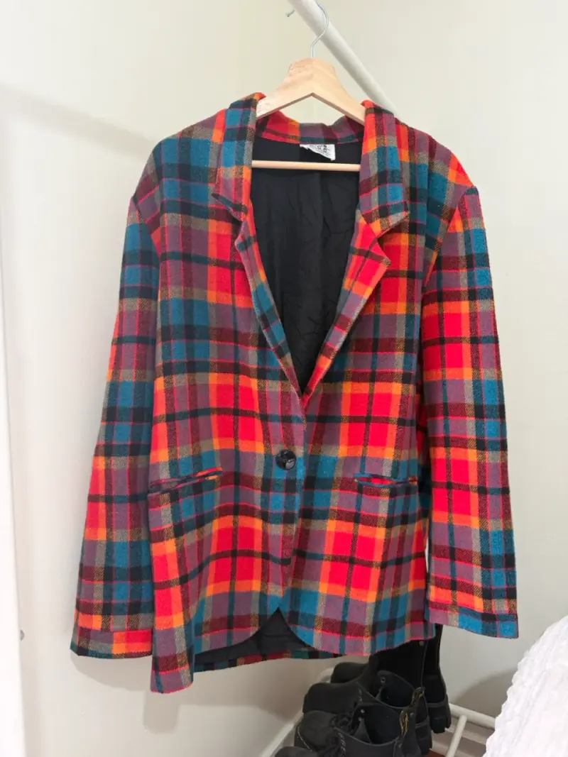 Blazer a cuadros multicolor vintage - 1