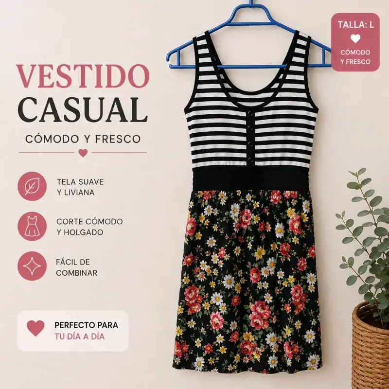 Vestido casual cómodo y fresco talla s-m