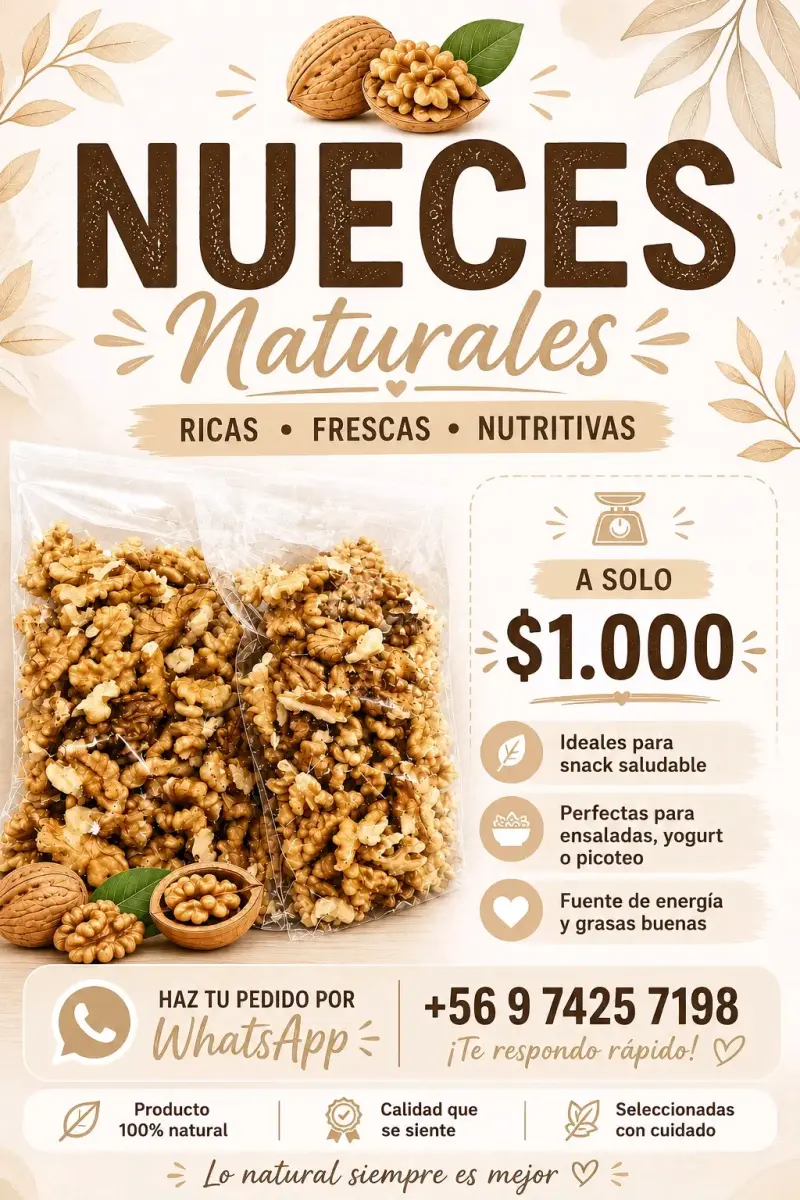 Nueces naturales frescas y nutritivas