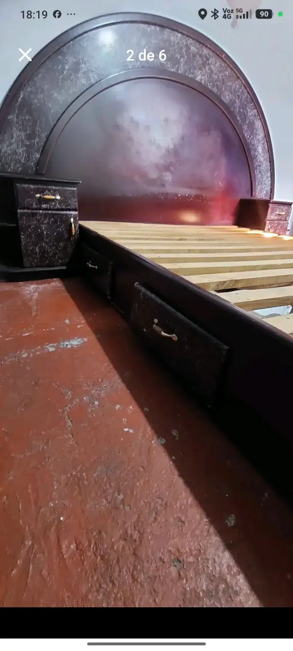 Base de cama 2plazas con respaldo y veladores - 2