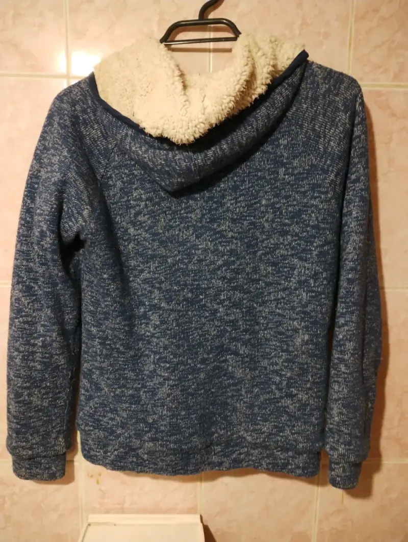 Chaqueta de lana azul con capucha - 2
