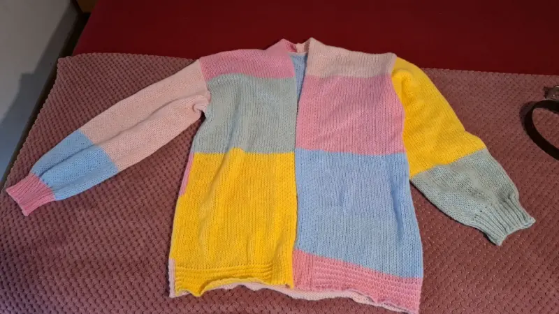 Cardigan de punto multicolor para mujer overzise - 2